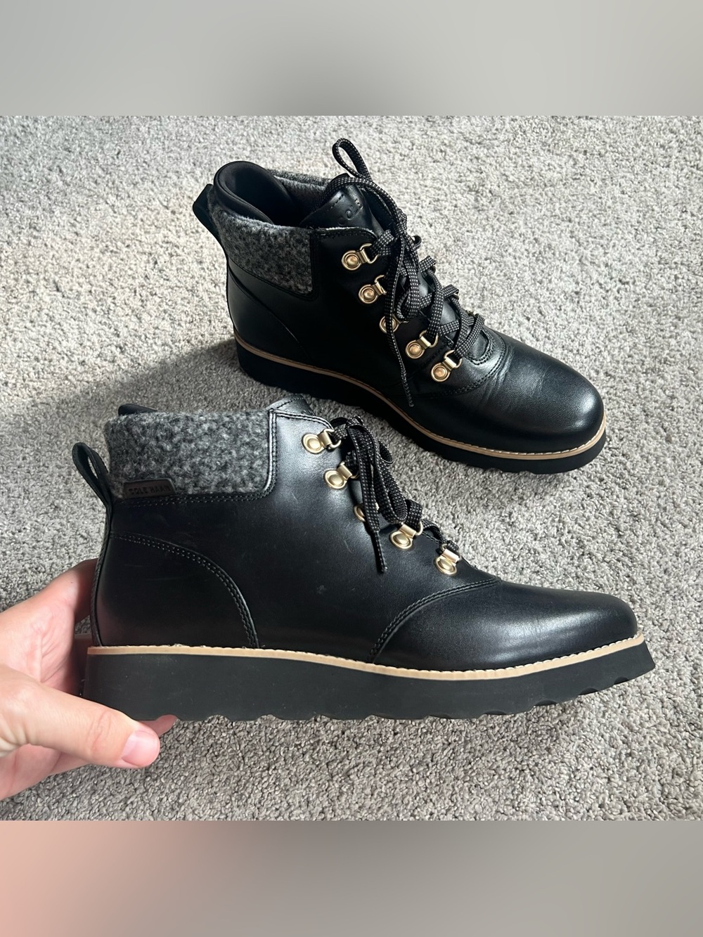 New Cole Haan Ankle Boots Women's 8 B Black Nantucket Rugged Waterproof Hiker